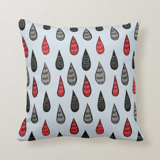 Weird Rain And Blood Drops Ink Pattern Red Black Throw Pillow