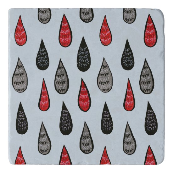 Weird Rain And Blood Drops Ink Pattern Red Black Trivet