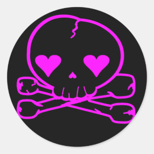 Weird Skull Goth Kawaii Style BLACK PINK Classic Round Sticker