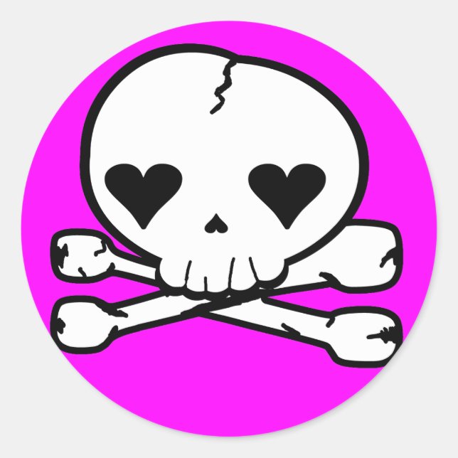 Weird Skull Goth Kawaii Style Classic Round Sticker (Front)