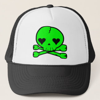 Weird Skull Goth Kawaii Style GREEN Trucker Hat