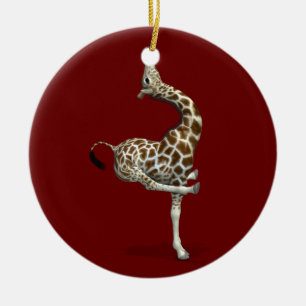 Weird Sportive Giraffe Ceramic Ornament