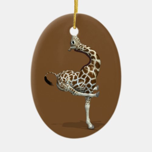 Weird Sportive Giraffe Ceramic Ornament