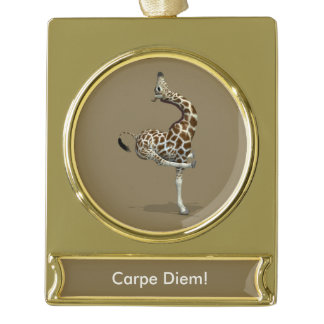 Weird Sportive Giraffe Gold Plated Banner Ornament
