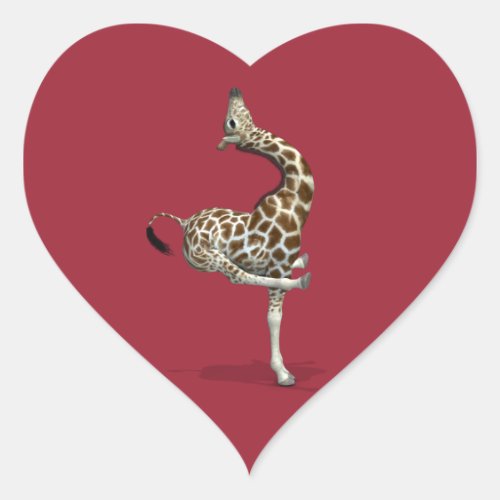 Weird Sportive Giraffe Heart Sticker