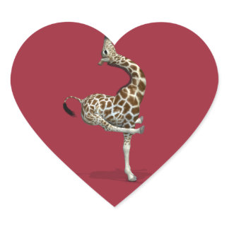 Weird Sportive Giraffe Heart Sticker