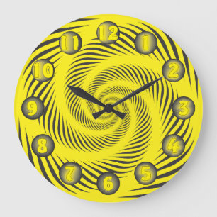 weird spyral yellow black large clock