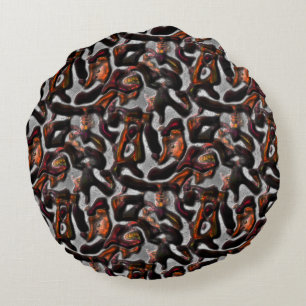 Weird stained red to coral texture carved in gray round pillow