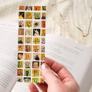 Weird Strange Cartoon Faces Color Squares Art Bookmarks