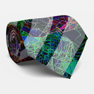 Weird stripes, colorful strange lines and squares neck tie