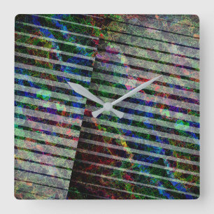 Weird strips and colored scratches, with clipping square wall clock