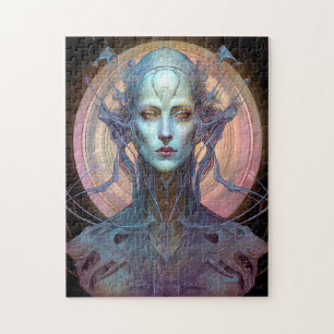 Weird Surreal Alien Woman Art Jigsaw Puzzle