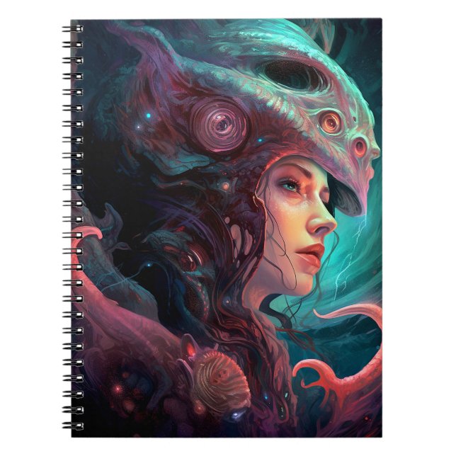 Weird Surreal Alien Woman Art Notebook (Front)