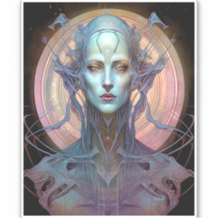 Weird Surreal Alien Woman Art Sticker