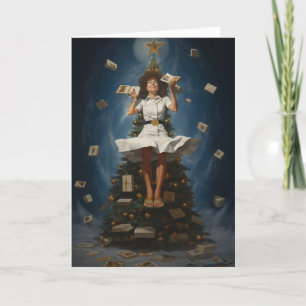 Weird Surreal Woman Christmas Card