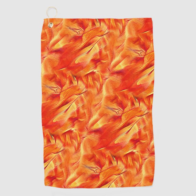 Weird texture very satin tone, much reddish golden golf towel (Front)