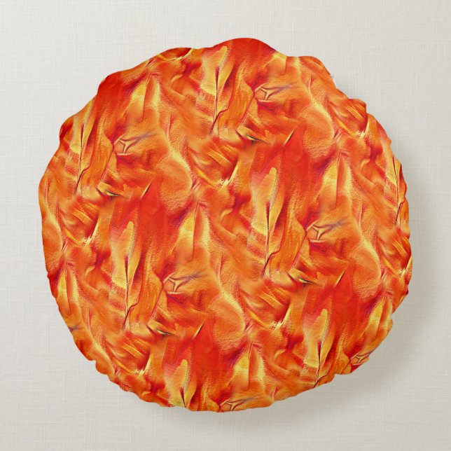 Weird texture very satin tone, much reddish golden round pillow (Back)