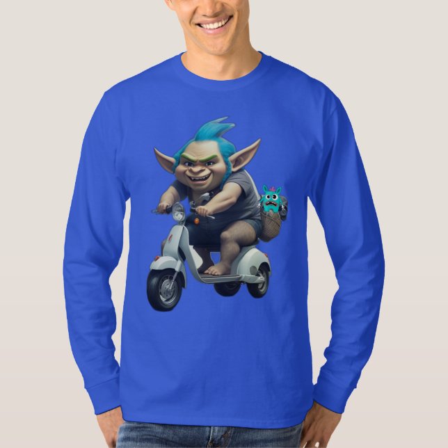 Weird Troll on a Scooter T-Shirt (Front)
