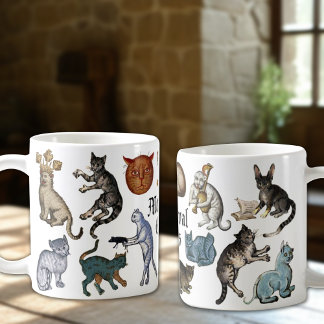 Weird Ugly Medieval Cats Coffee Mug