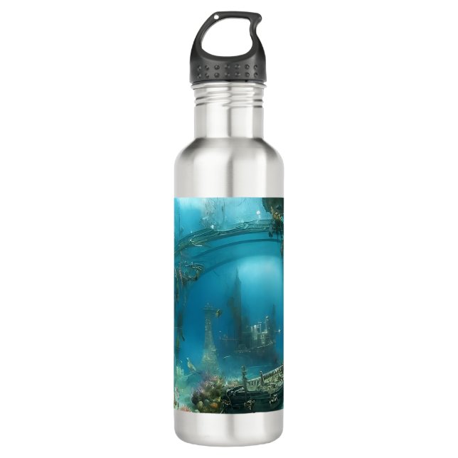 Weird underwater habitat  stainless steel water bottle (Front)
