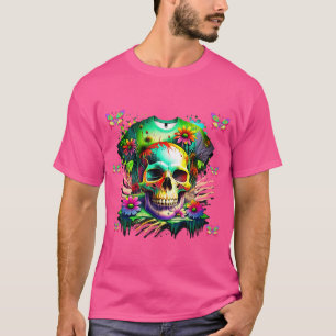 Weird Until the End – Psychedelic Skull and Floral T-Shirt