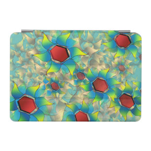 Weird virtual flowers, bluish yellow petal on teal iPad mini cover