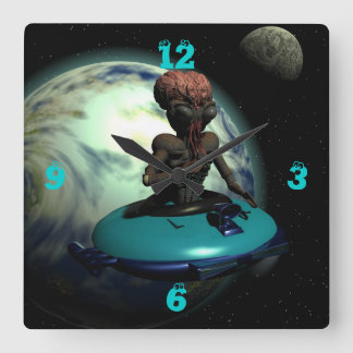 Weird Wheels Outa This World Square Wall Clock