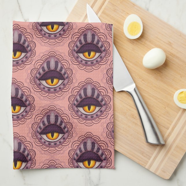 Weird Whimsical Spooky Eye Kitchen Towel (Quarter Fold)