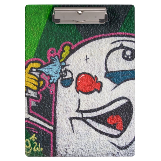 Weird White-Faced Guy With Spray Can Graffiti Clipboard (Front)