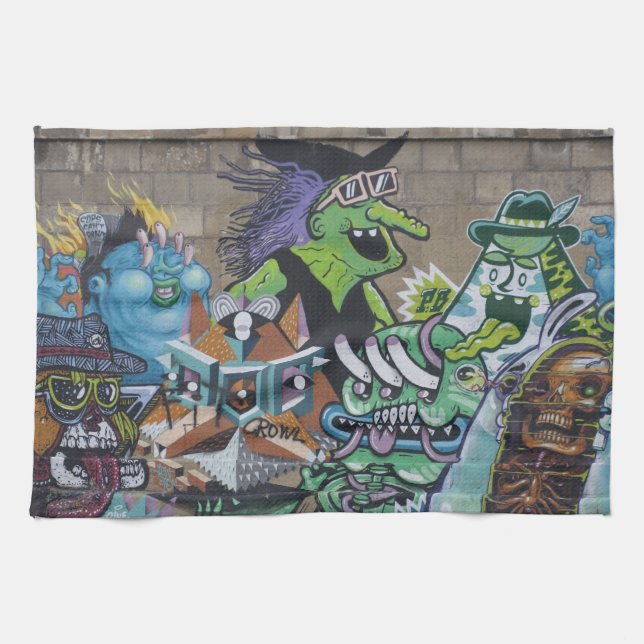 Weird Wicked Green Witch Graffiti Towel (Horizontal)