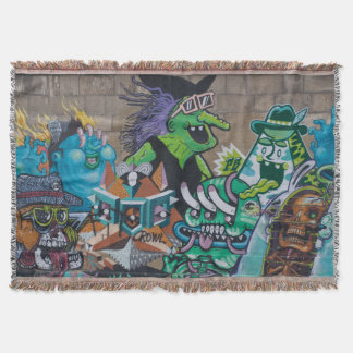 Weird Wicked Wild Witch Graffiti Throw Blanket