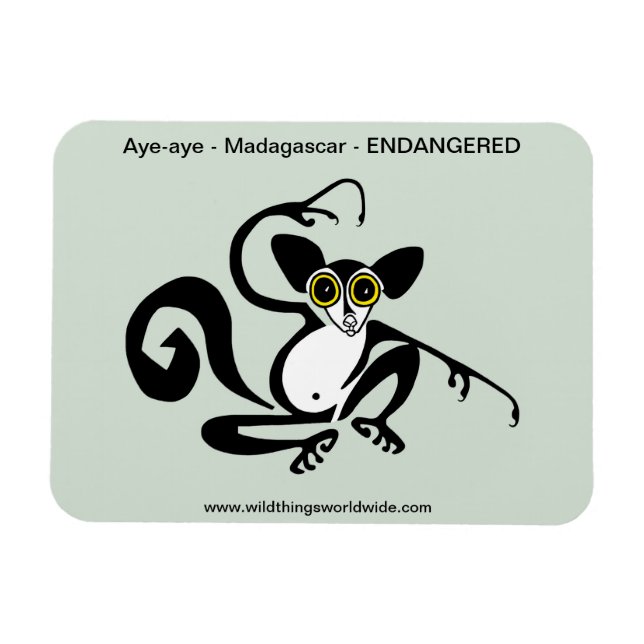 Weird wildlife -  Hand drawn AYE-AYE - Magnet (Horizontal)