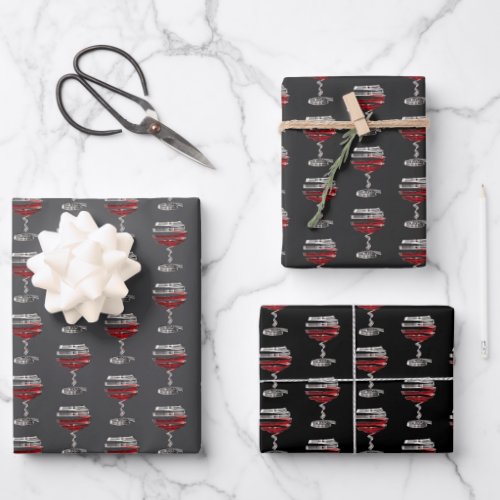 Weird Wine Glass Pattern Wrapping Paper Sheet Set