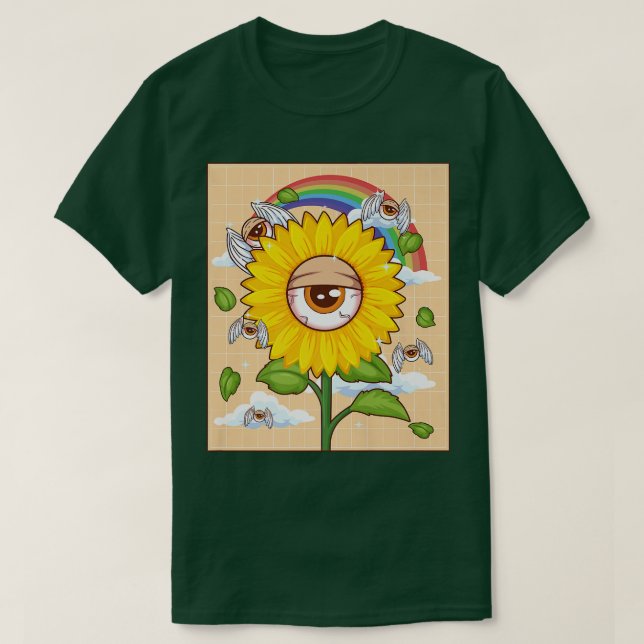 Weirdcore Aesthetic Kawaii Sunflower Eye Winged Ey T-Shirt (Design Front)