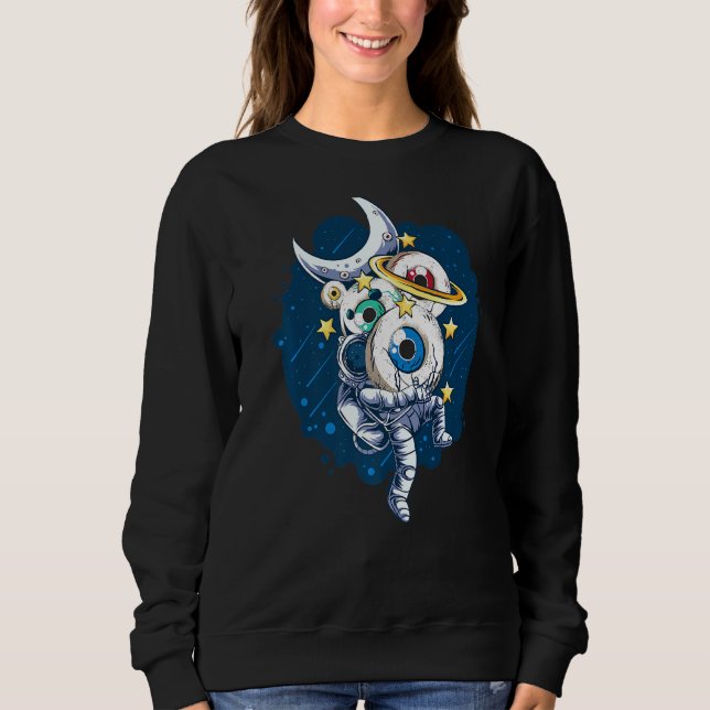 Weirdcore Aesthetic Space Astronaut Eyeball Planet Sweatshirt (Front)