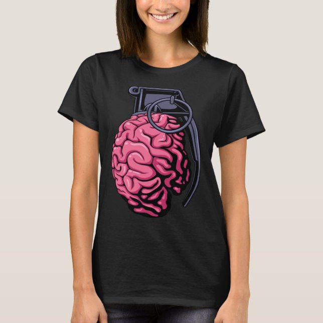 Weirdcore Brain Grenade Surreal Military Soldier V T-Shirt (Front)