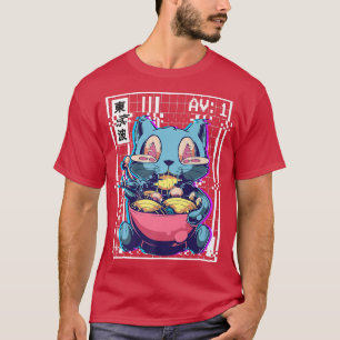 Weirdcore Cat Ramen Glitch Vaporwave Aesthetic Pas T-Shirt
