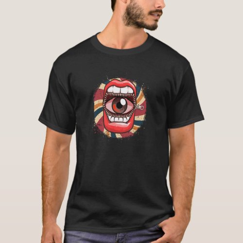 Weirdcore Clothes Aesthetic Eye Open Mouth Zipper T_Shirt