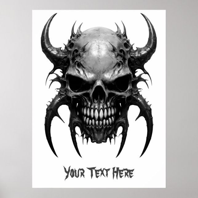 Weirdcore custom Spiky Skull Gray Poster (Front)