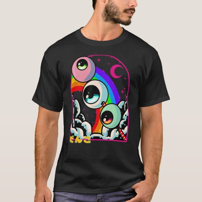 Weirdcore Dango Eyeball Japanese Food Otaku Weeb   T-Shirt (Front)