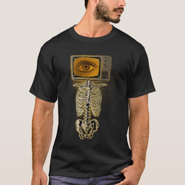 Weirdcore Skeleton TV Head Cosplay X ray Radiology T-Shirt (Front)