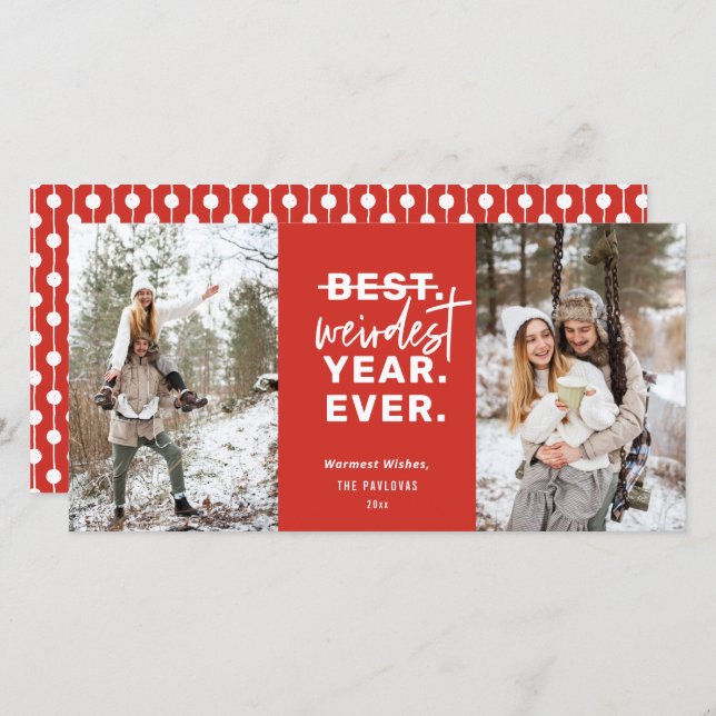 Weirdest Year Ever 2021 Humor Red Holiday Card (Front/Back)