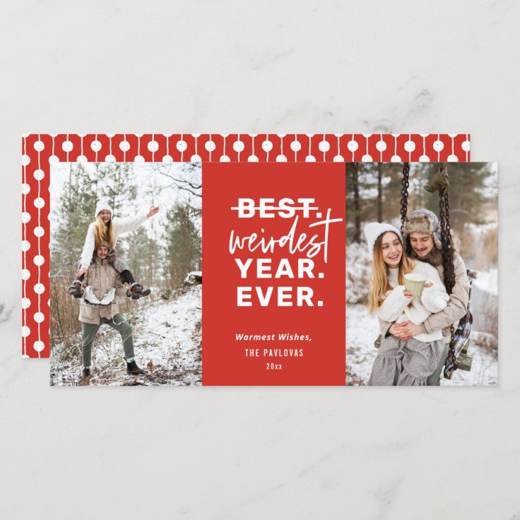 Weirdest Year Ever 2021 Humor Red Holiday Card | Zazzle