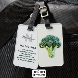 Weirdly Elegant Minimalist Crochet Broccoli Name Luggage Tag