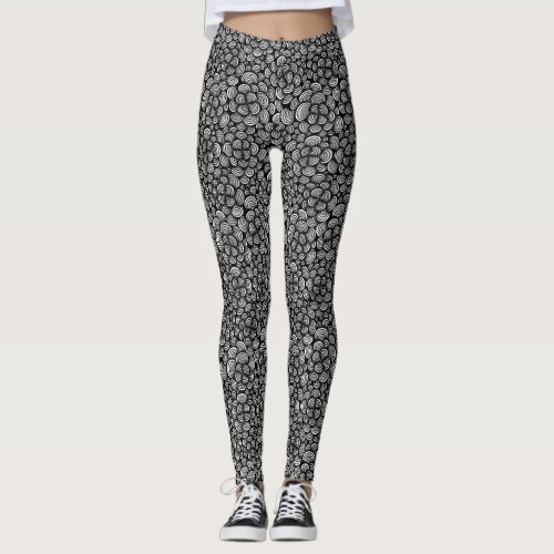Weirdly Zen Leggings _ Black and White Abstract
