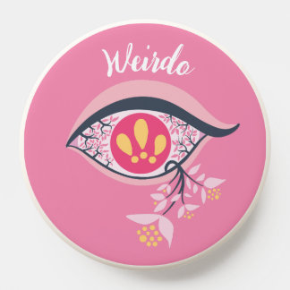 Weirdo Trippy Eye Pink Floral Psychedelic Art PopSocket