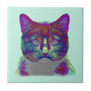 Weirdy Cat Ceramic Tile