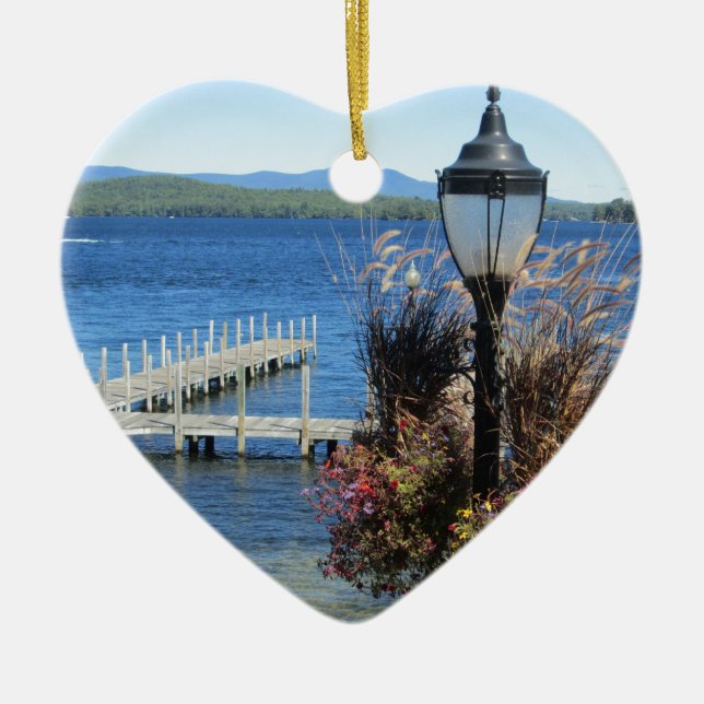 Weirs Beach Dock Ceramic Ornament (Front)