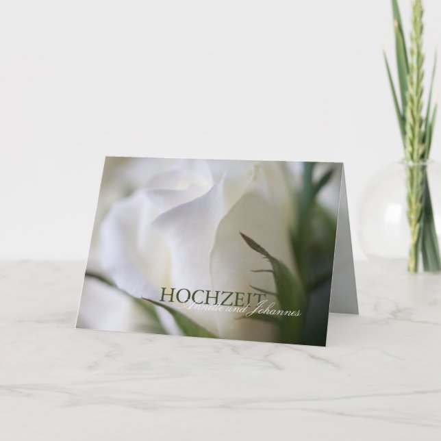 Weiße Rose • Hochzeits-Einladung Card (Front)