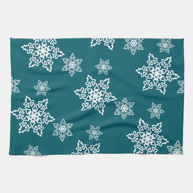 Weiße Schneeflocken  Kitchen Towel (Horizontal)